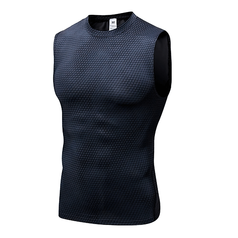 Men's Athletic Quick Dry Elastic Tank Top SF2123 in gray, featuring a breathable and compression fit design ideal for gym workouts.